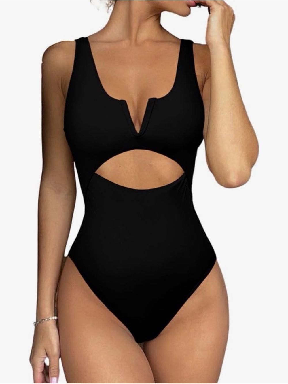 Black Cutout One-Piece Swimsuit - Women Swim